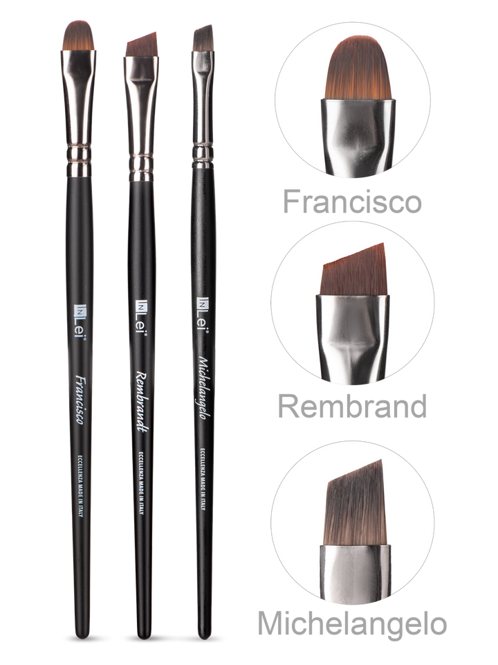 InLei brow brush collection with Rembrandt, Francisco, Michelangelo