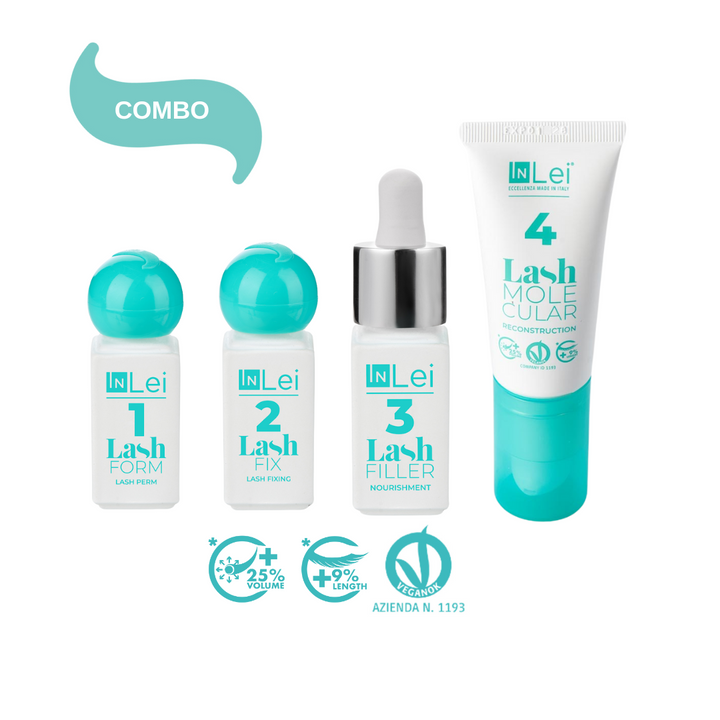 InLei Lash Filler Combo Pack – Bottles 1 to 4 vegan lash lift system made in Italy