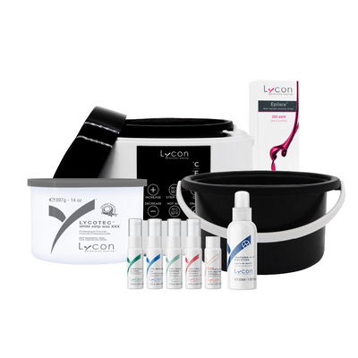 Lycon Professional Strip Waxing Kit with Smart Heater and full pre/post care system