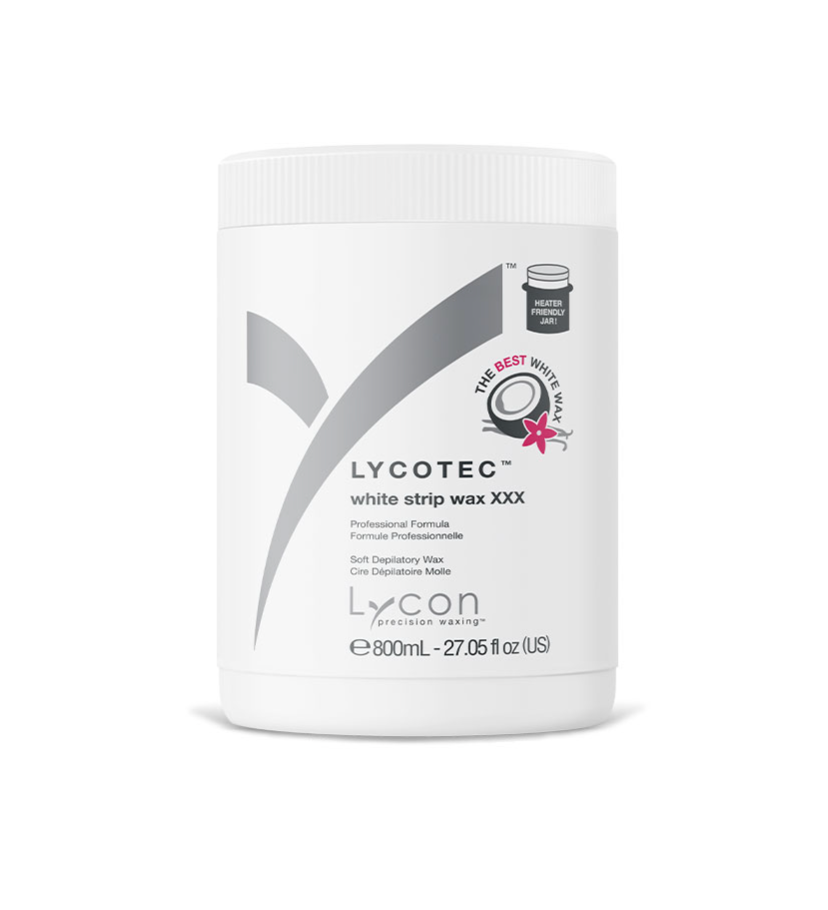 Lycon Lycotec White strip wax in 400ml and 800ml formats
