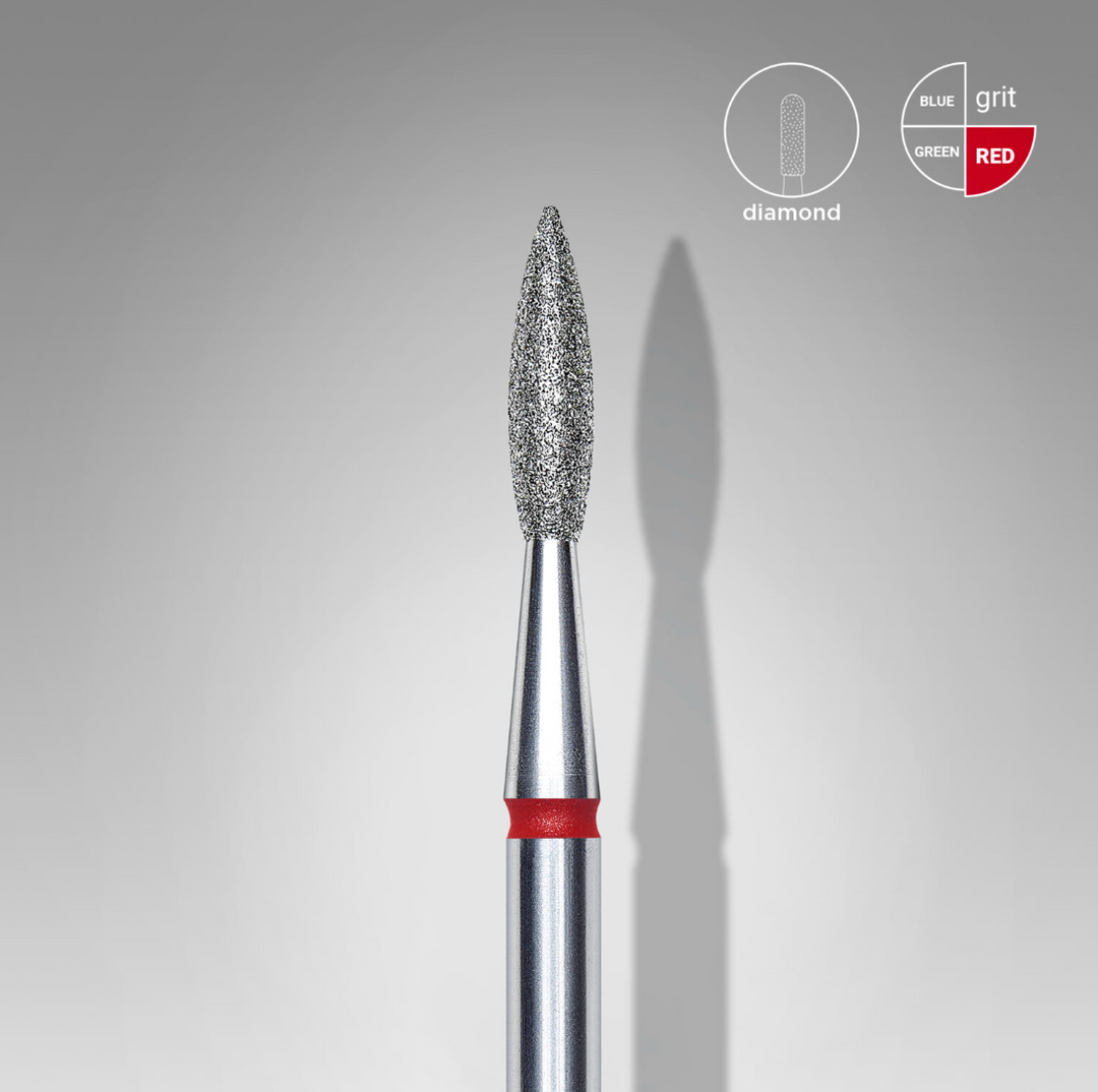 Staleks PRO Diamond Drill Bit | Flame RED |  2.1  mm/8 mm | FINE | FA11R021/8
