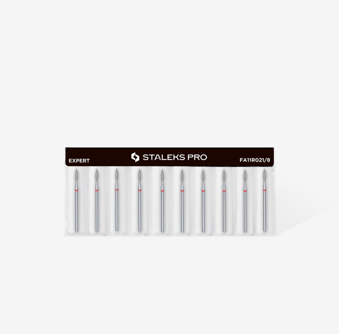 Staleks PRO Diamond Drill Bit | Flame RED |  2.1  mm/8 mm | FINE | FA11R021/8