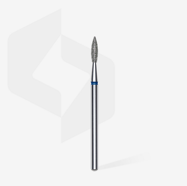 Staleks PRO Diamond Drill Bit | Pointed Flame BLUE |  2.1 mm/8 mm | MEDIUM | FA11B021/8