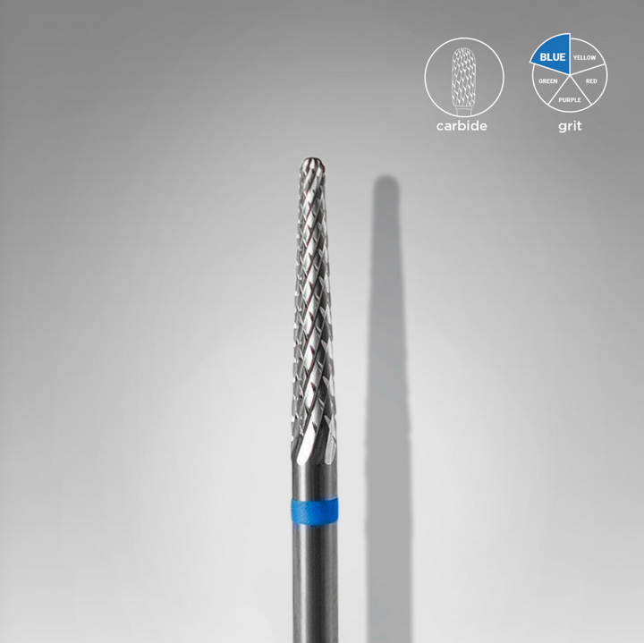 Staleks 4mm x 13mm blue cone drill bit for nails