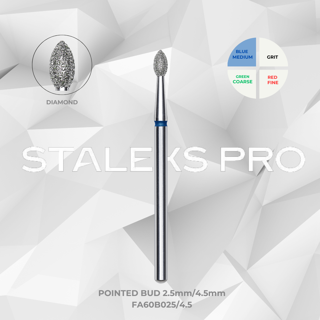 Staleks PRO Diamond Drill Bit | Pointed BUD  | 1.8 mm/4 mm & 25mm/4.5mm | FA60