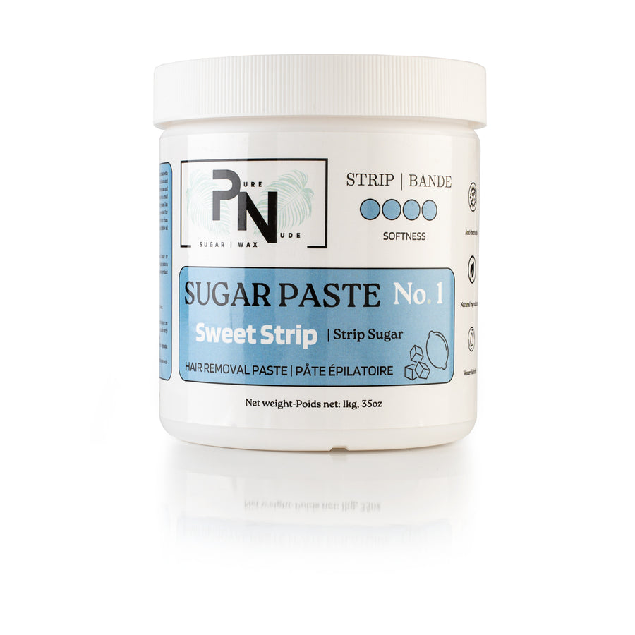 Pure Nude “Sweet Strip” sugar wax in 35oz container