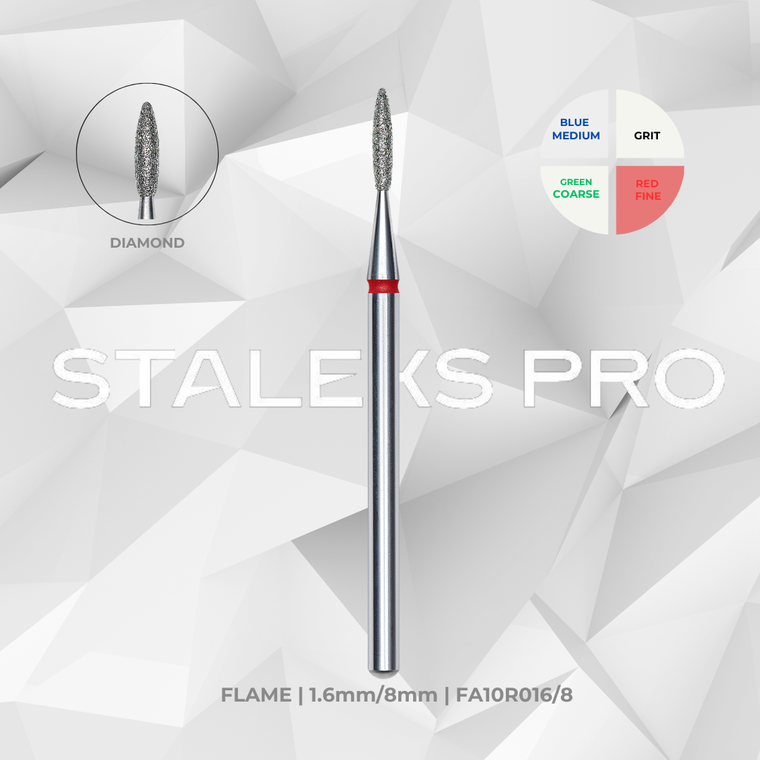 Staleks PRO Diamond Drill Bit | Flame | 16mm/8mm & 2.1 mm/8 mm | FA10