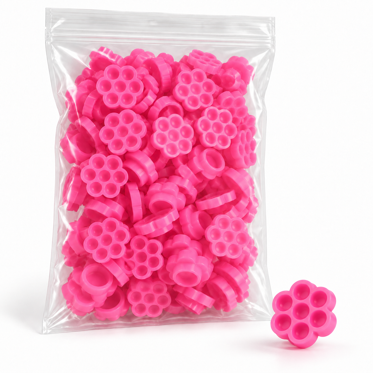Pink flower lash glue cups