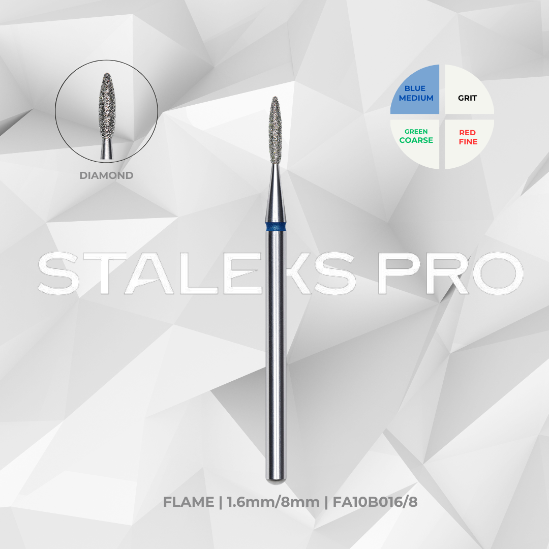 Staleks PRO Diamond Drill Bit | Flame | 16mm/8mm & 2.1 mm/8 mm | FA10