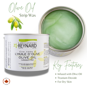 Olive Oil Strip Wax in 16oz pale green jar for sensitive skin