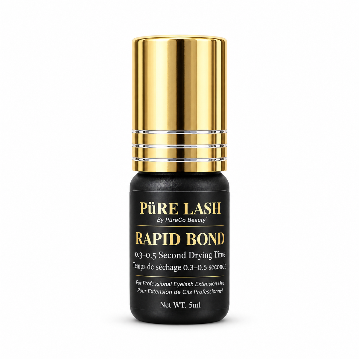 Rapid Bond black professional eyelash extension adhesive with 0.3 to 0.5 second drying time