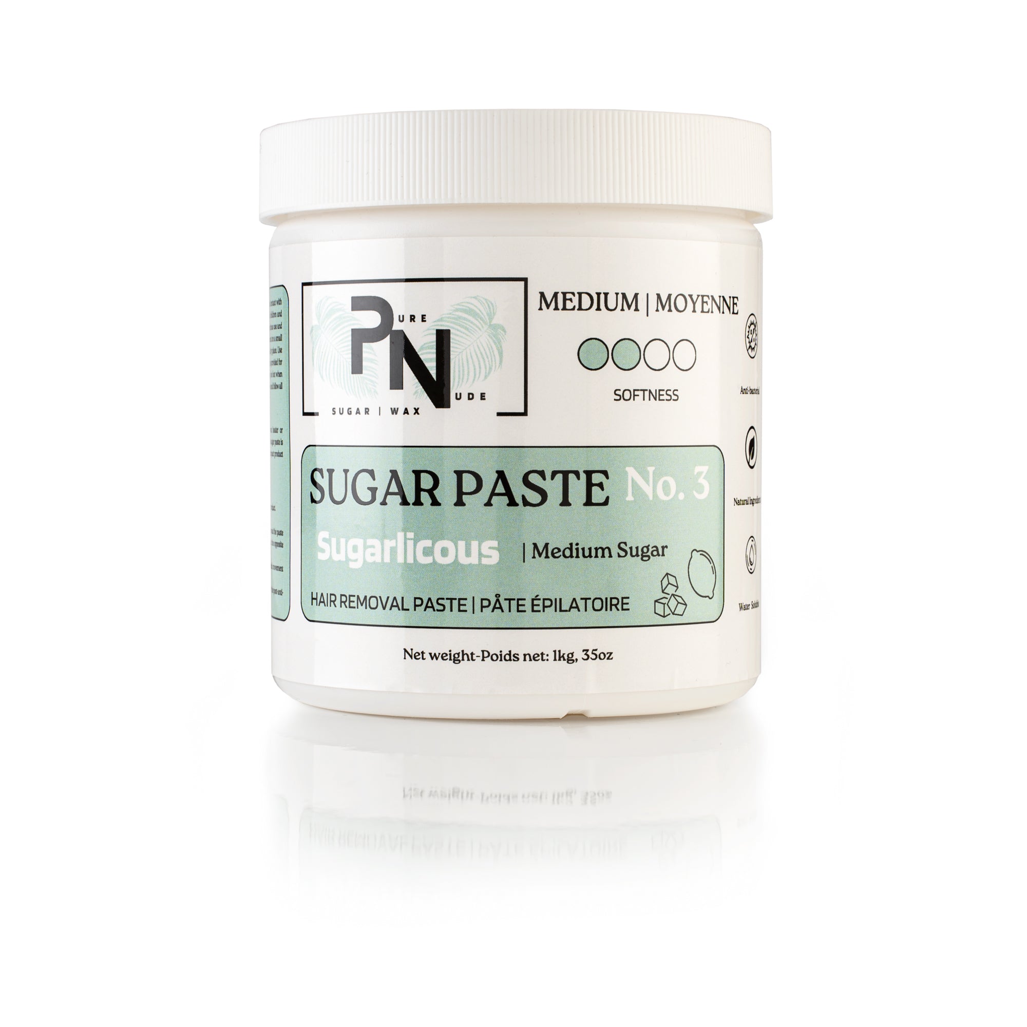Pure Nude medium-firm sugar paste in jar for professional hair removal