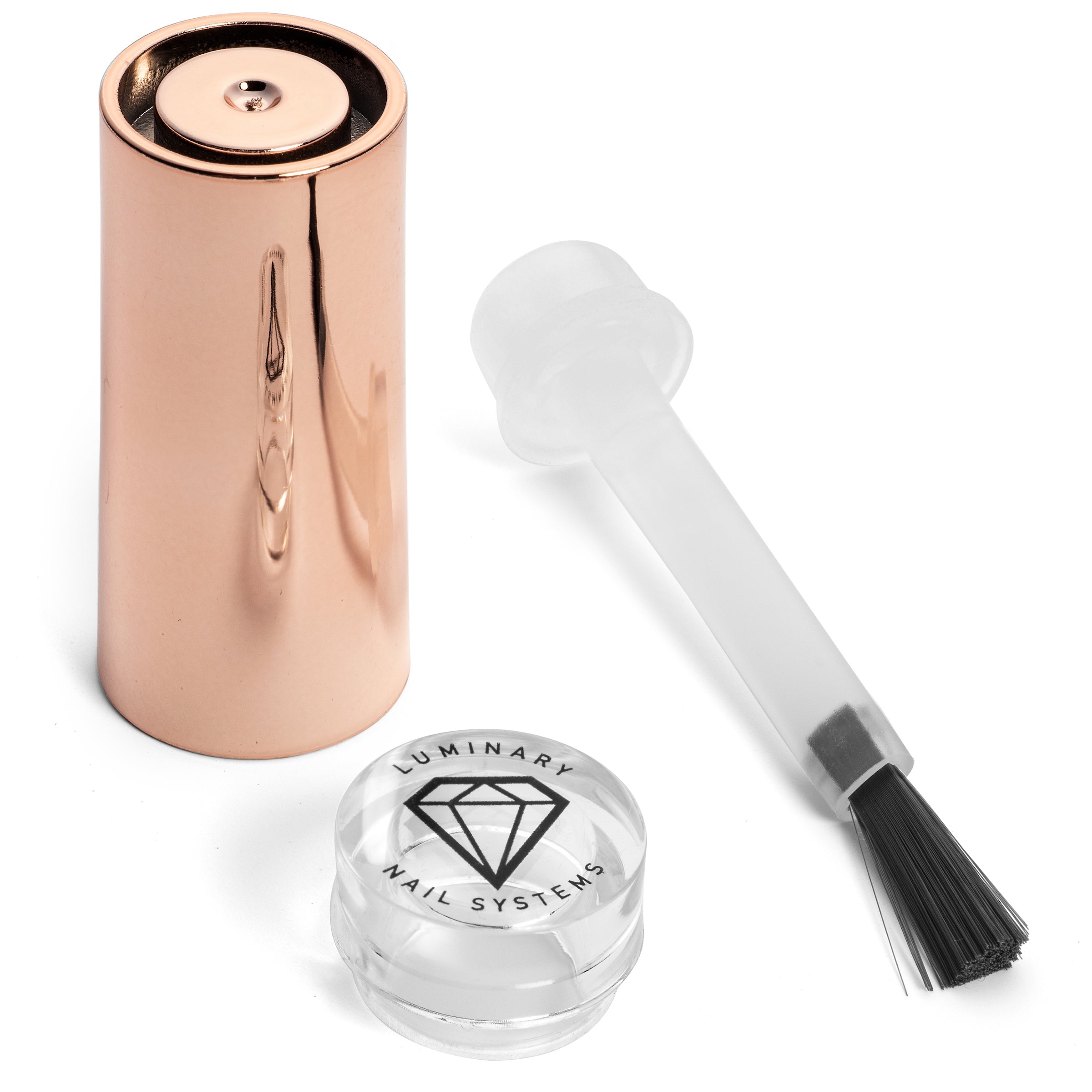 Luminary Colour-Fill Cap Kit with brush, clear colour cap, and rose gold top – Pack of 1