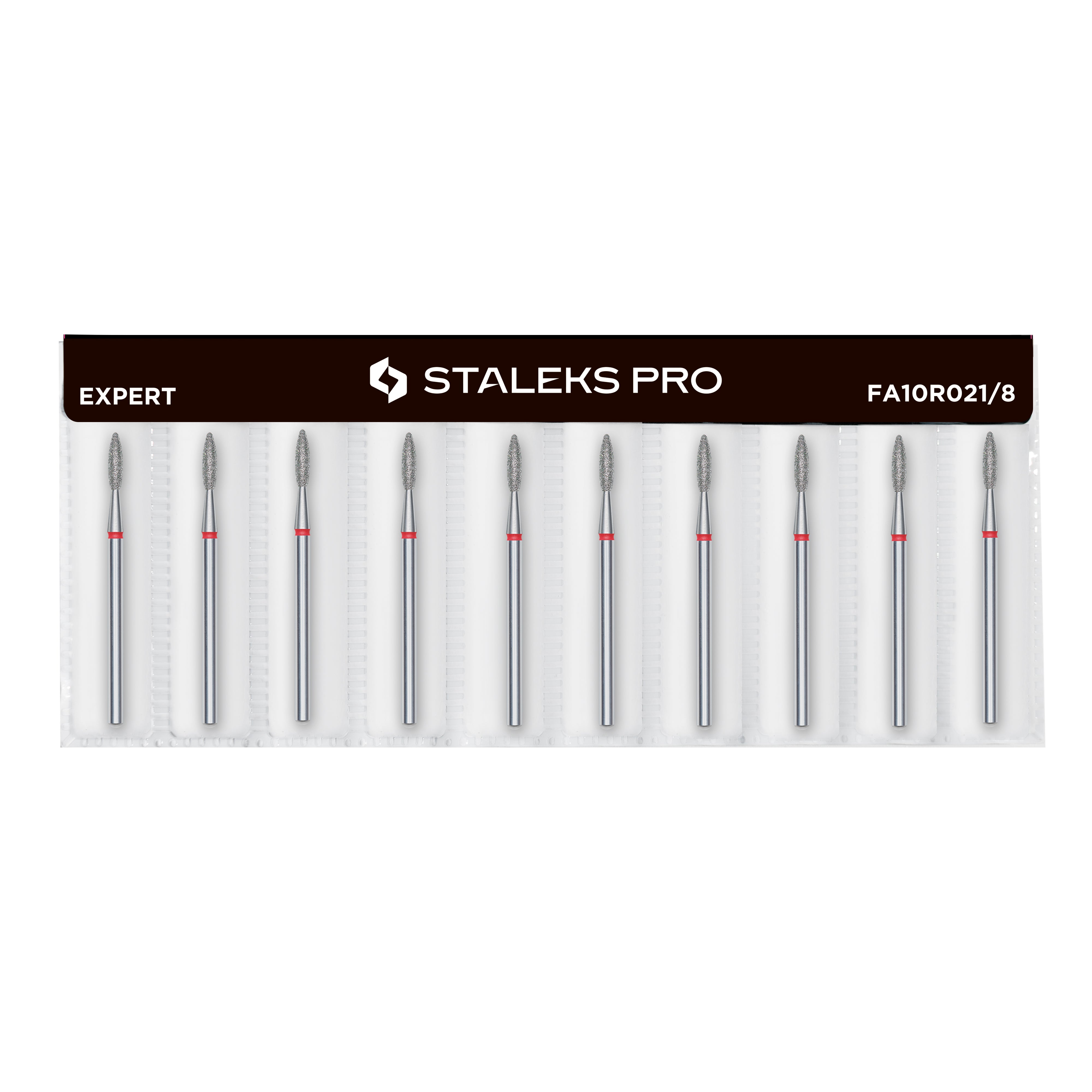 Staleks PRO Diamond Drill Bit | Flame RED |  2.1 mm/8 mm | FINE | FA10R021/8