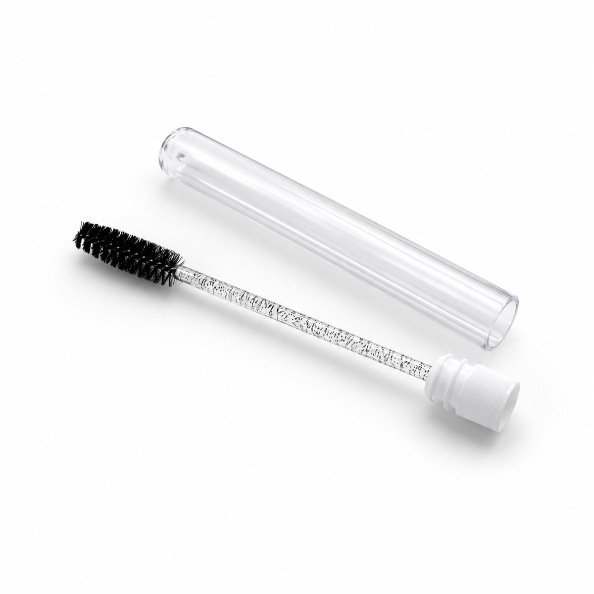 Reusable lash extension spoolie brush with protective storage tube