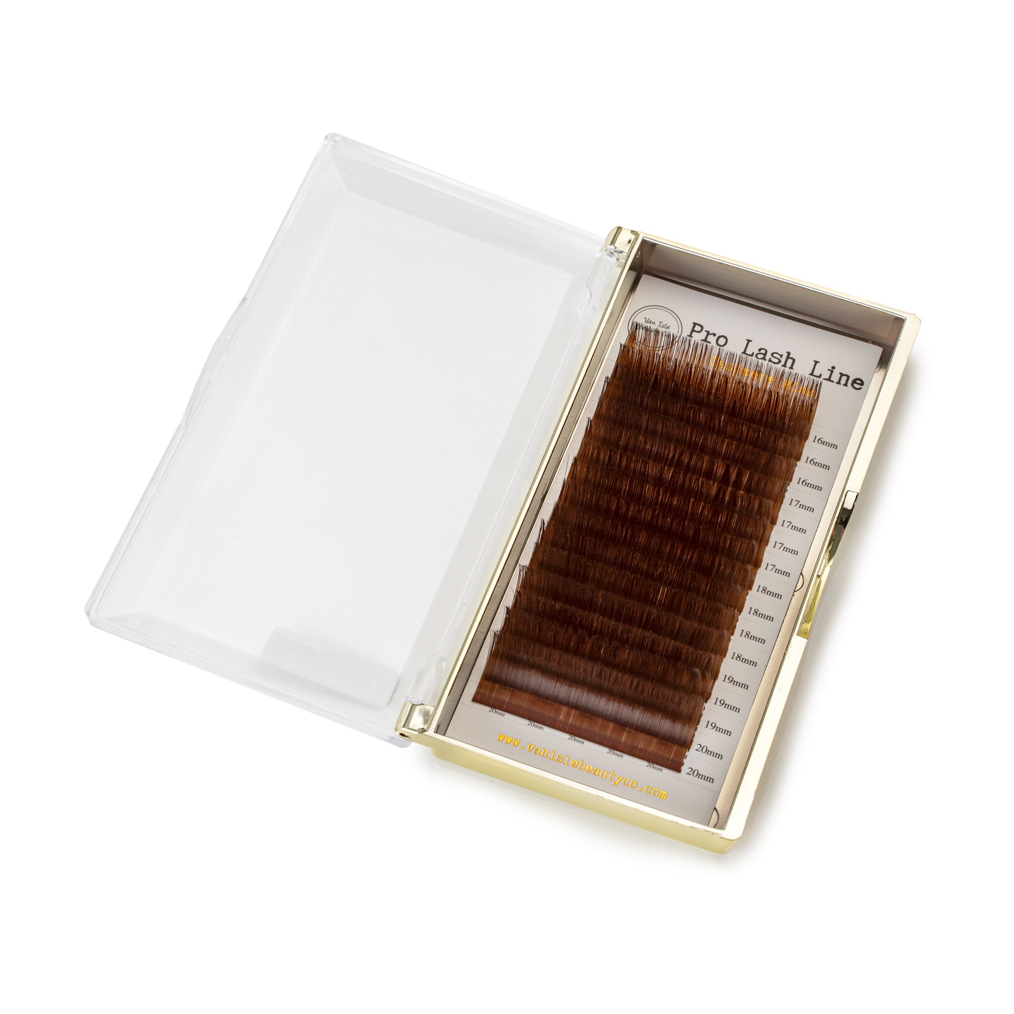 Brown Volume Lash Extensions – .07mm thickness C & D curl with foil backing, 16 lines per tray