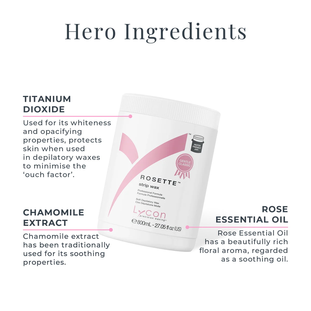 Lycon® Rosette Strip Wax 800ml – Calming Wax for Sensitive Skin with Rose & Chamomile