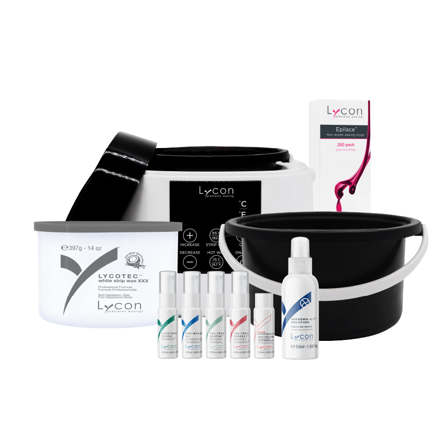 Lycon Professional Strip Waxing Kit with Smart Heater and full pre/post care system
