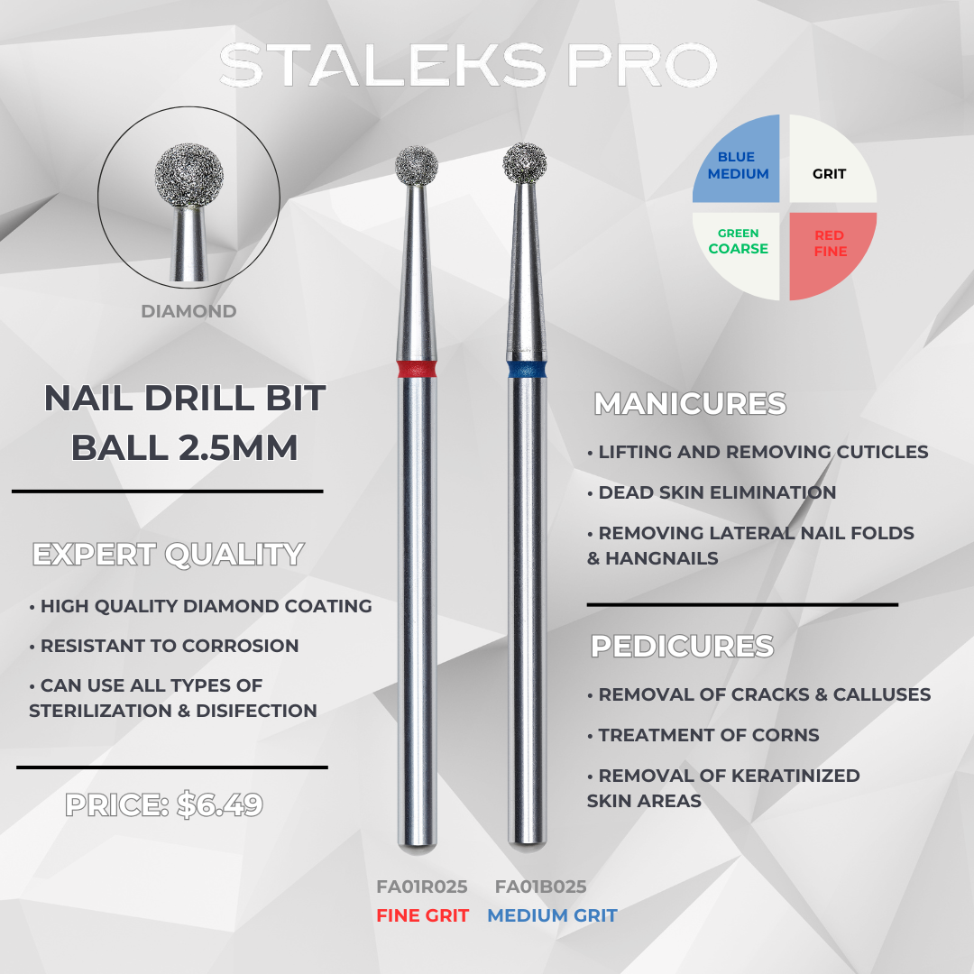 Staleks PRO Diamond Drill Bit | 2.5 mm BALL | FA01_025