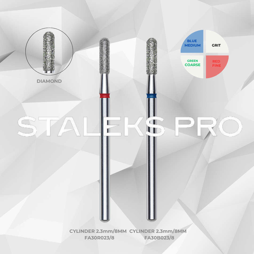Staleks Diamond Cylinder Bit for manicure & pedicure (2.3mm x 8mm)