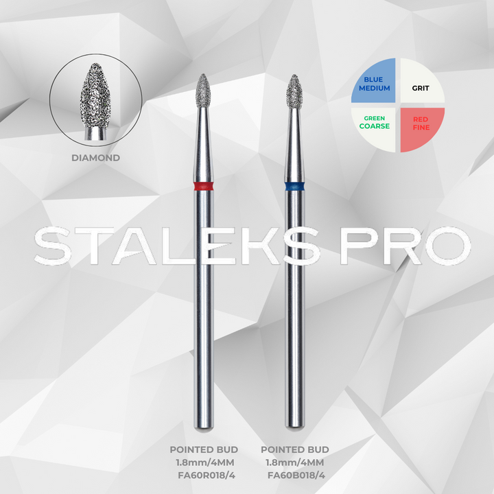 Staleks PRO Diamond Drill Bit | Pointed BUD  | 1.8 mm/4 mm |  FA60_018/4 & FA60_25/4.5