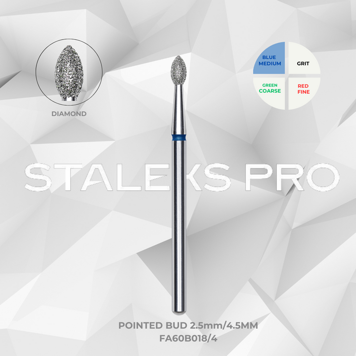 Staleks PRO Diamond Drill Bit | Pointed BUD  | 1.8 mm/4 mm |  FA60_018/4 & FA60_25/4.5