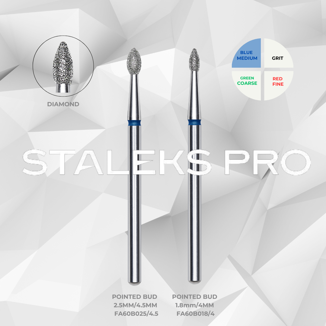 Staleks PRO Diamond Drill Bit | Pointed BUD  | 1.8 mm/4 mm |  FA60_018/4 & FA60_25/4.5