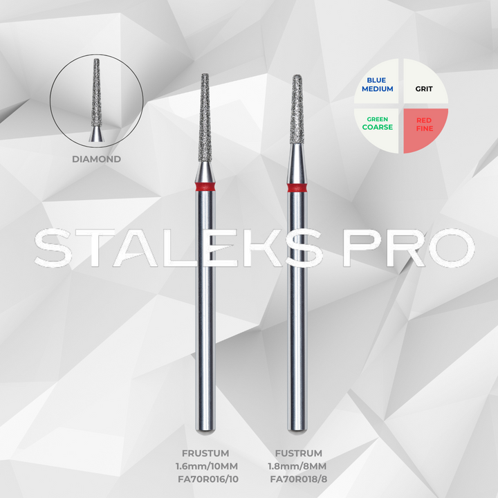 Staleks PRO Diamond Dril Bit | FRUSTUM | 1.6/10 mm & 1.8/8mm | FA70_016/10 | FA70_018/8