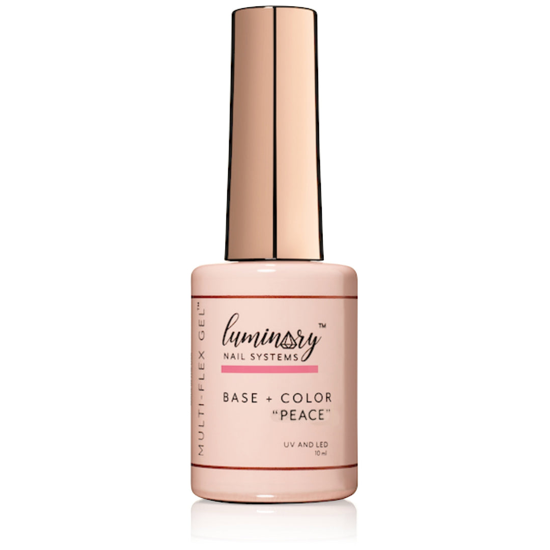 10 ml brush and bottle for Luminary Peace Nude Peach Multi-flex builder gel and base colour in one.