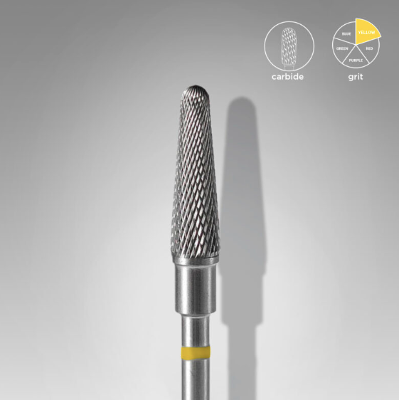 Staleks Carbide nail drill bit, "frustum" yellow, head diameter 4 mm / working part 13 mm