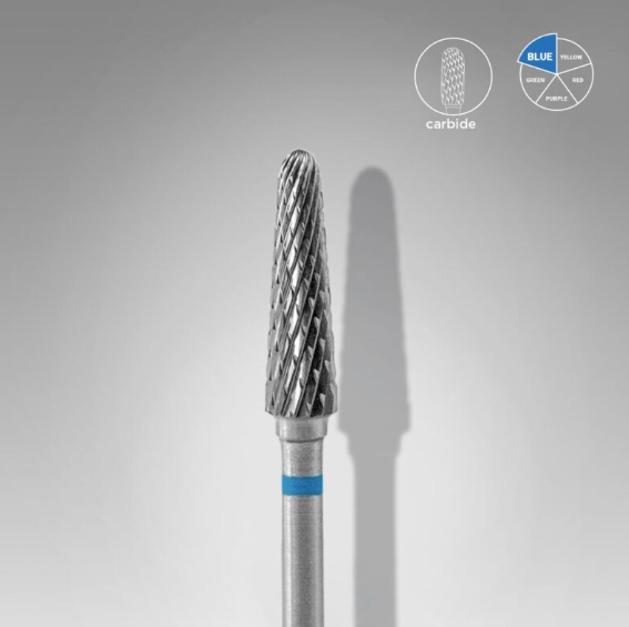 Staleks Frustum Blue Carbide Nail Drill Bit – 4mm Head, 13mm Length, Medium Grit, EXPERT Series