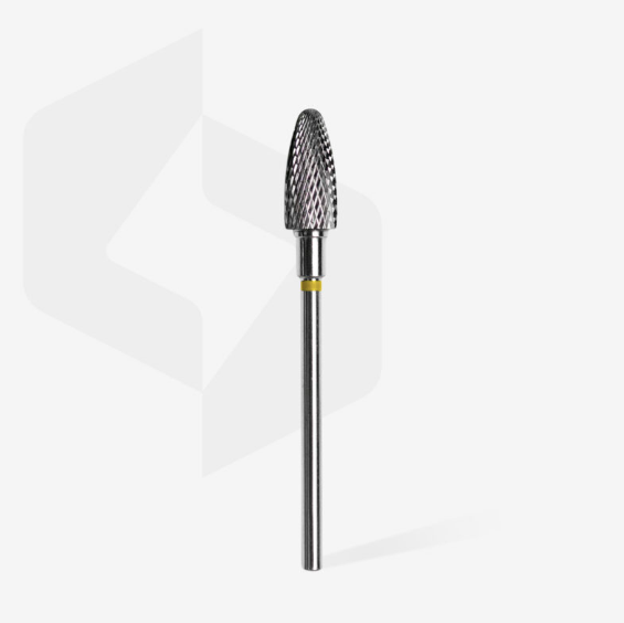 Staleks Carbide nail drill bit, "corn" yellow | head diameter 6 mm / working part 14 mm