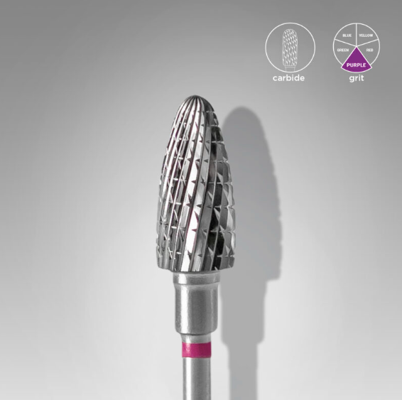 Staleks Carbide nail drill bit, "corn" purple | head diameter 6 mm / working part 14 mm