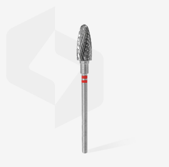 Staleks Carbide nail drill bit for left-handed users, "corn" | red, diameter 6 mm / working part 14 mm