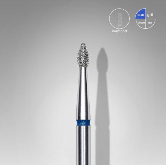 Staleks PRO Diamond Drill Bit | Pointed "bud" BLUE | 1.8 mm/4 mm | MEDIUM