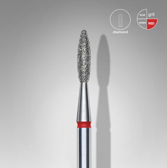 Staleks PRO Diamond Drill Bit | Flame RED |  2.1 mm/8 mm | FINE | FA10R021/8