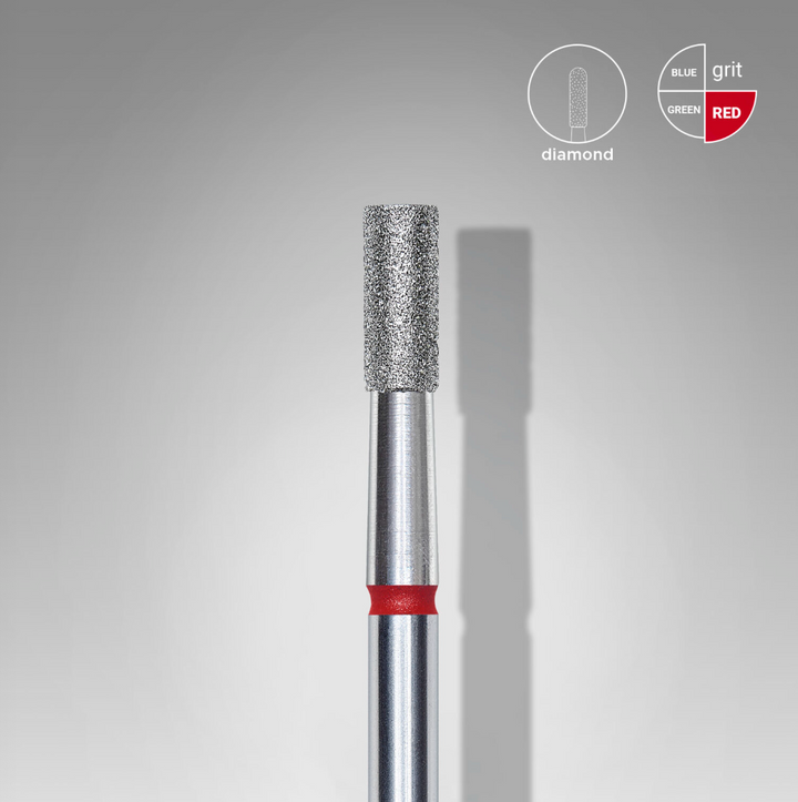 Staleks PRO Diamond Drill Bit | Cylinder RED |  2.5 mm/6 mm | FINE | FA20R025/6