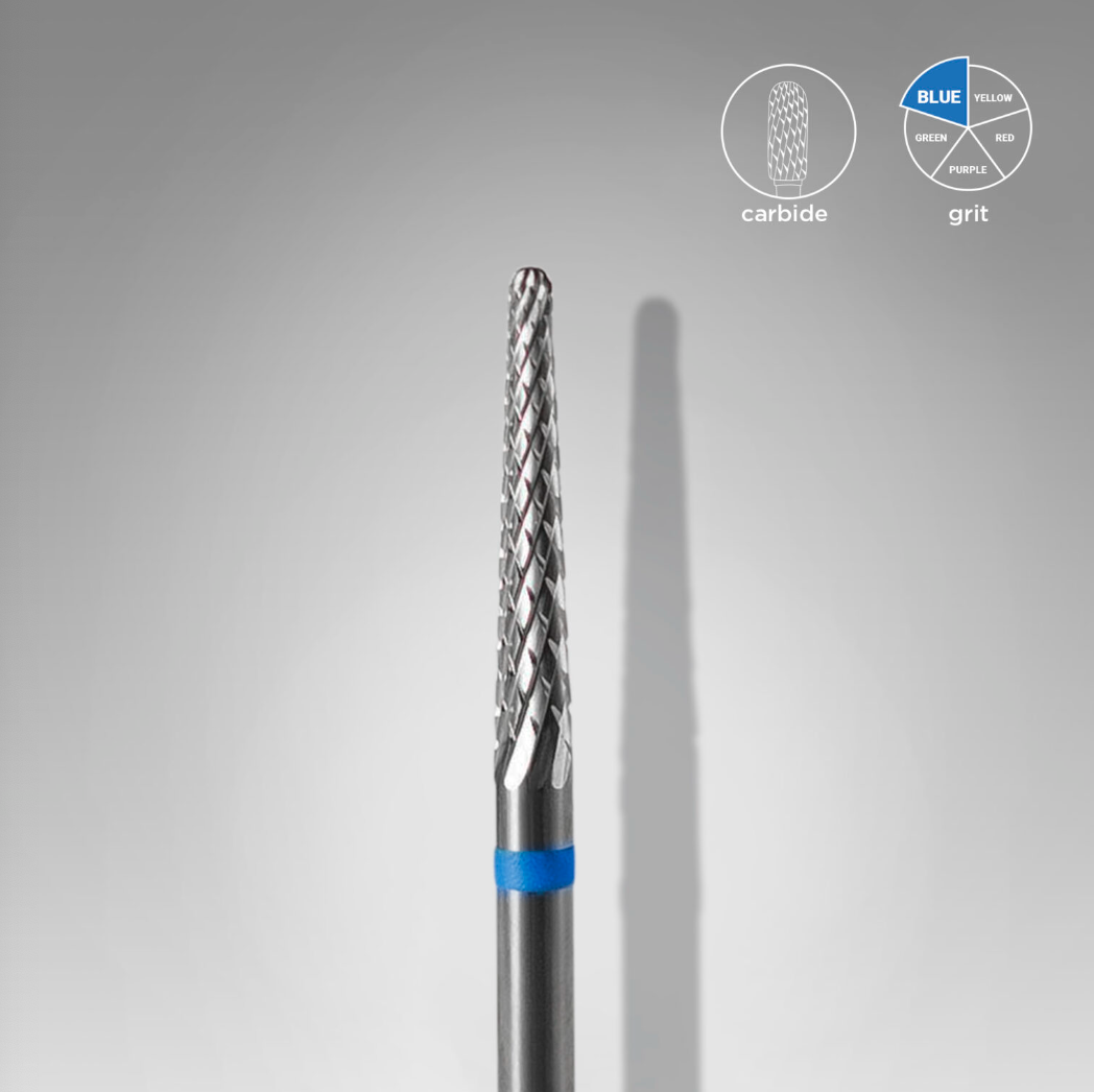Staleks 4mm x 13mm blue cone drill bit for nails