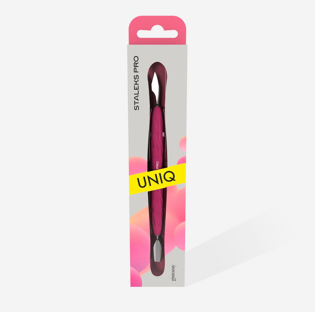 Staleks Pro Manicure pusher Gummy with silicone handle UNIQ 10 TYPE 3 (rounded narrow pusher and cleaner)