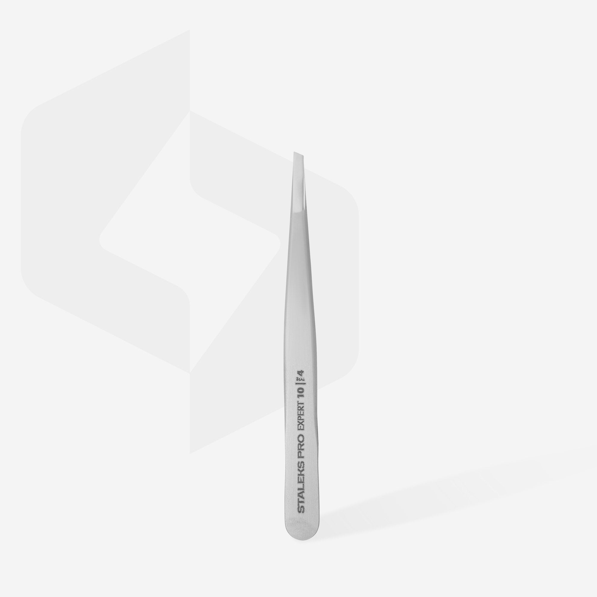 Narrow beveled eyebrow tweezers for salon brow artists
