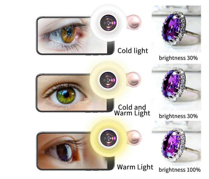 Macro Lens w/LED Light | Phone Clip