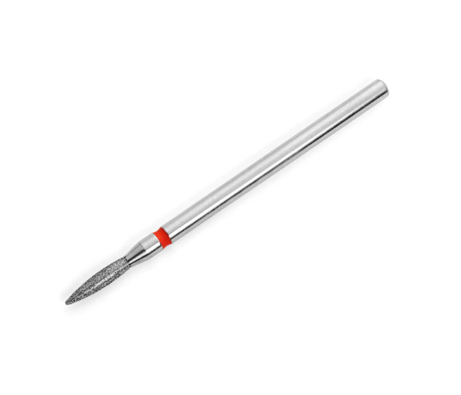 Diamond flame cuticle bit for e-file manicures and Luminary gel prep