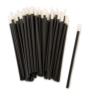 Black Lint-free lip wands for lash extensions, brow laminations, and precise product application – 50 pack disposable applicators